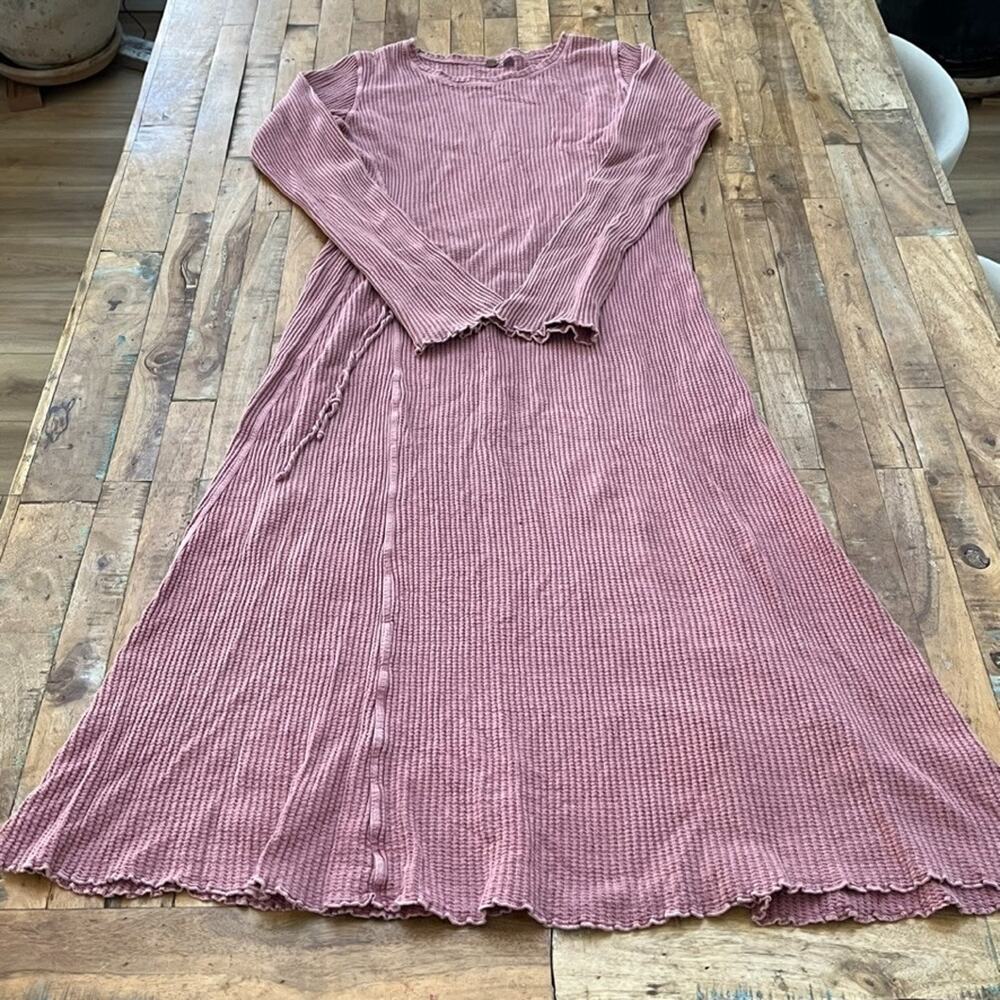 Free People FP One Natasha Maxi Dress Women's Sz XL Thermal Waffle Knit Mauve